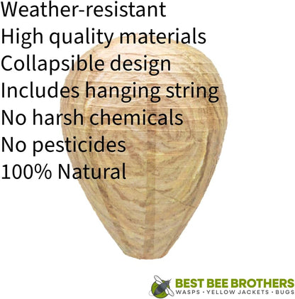 Best Bee Brothers Wasp Nest Decoy, 2 Pack | Collapsible, Fake Wasp Nest, Deterrent for Wasps and Yellowjackets