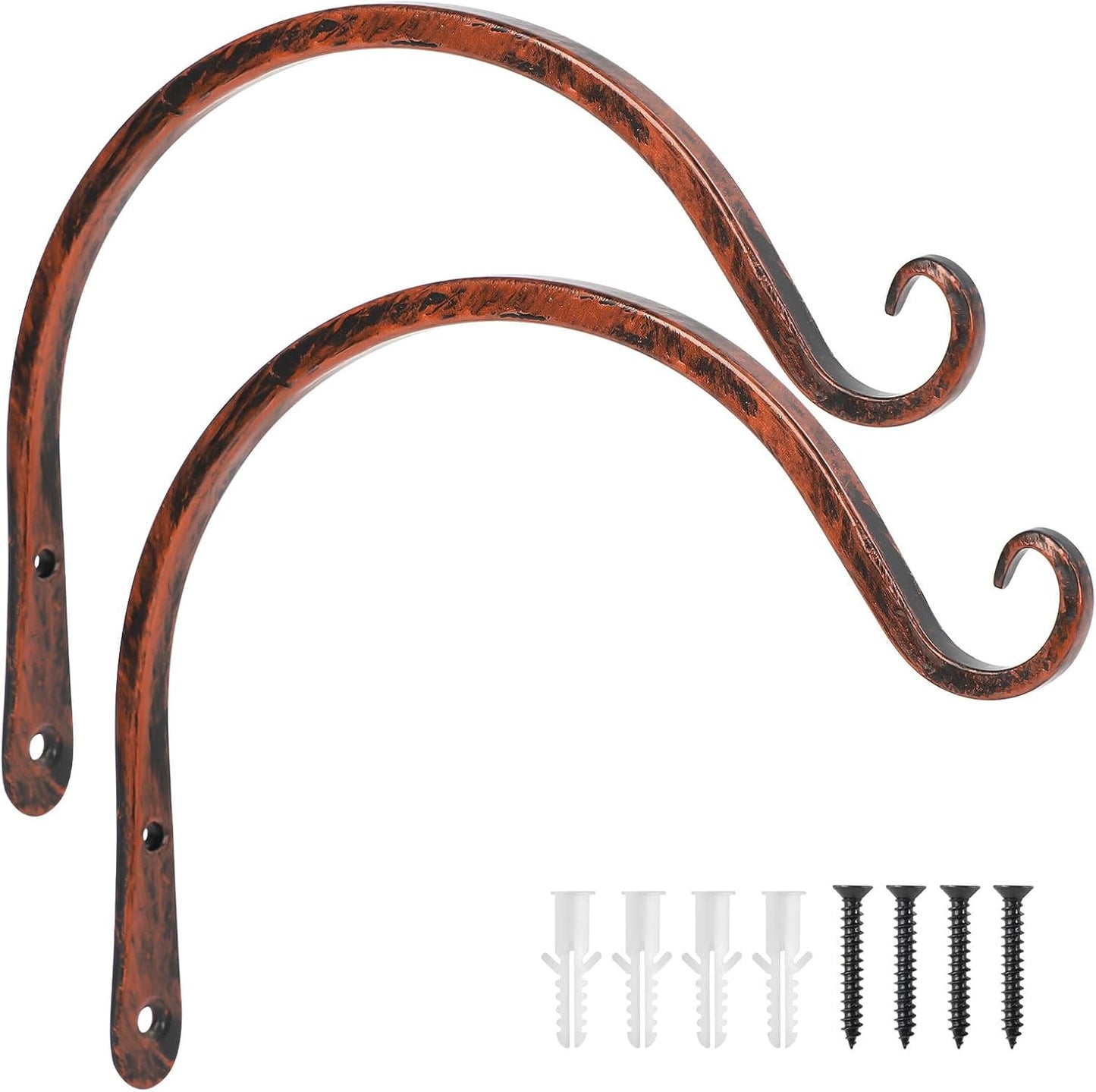 FEED GARDEN Heavy Duty Plant Hangers Outdoor Indoor, 8 Inch 2 Pack Metal Hanging Bracket Holds Up to 44 lbs, Wall Brackets for Hanging Baskets, Bird Feeders,Wind Chime& Lanterns, Black