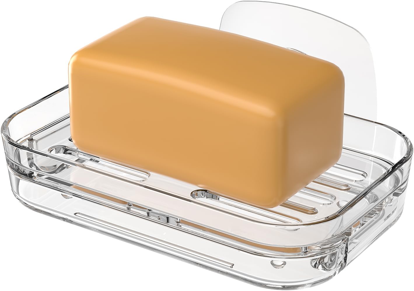 Soap Dish for Shower Clear Soap Holder Pull-Out Water Tray No Drilling Required Strong Fixation for Rv Bathroom and Kitchen Easy（1 Pack）