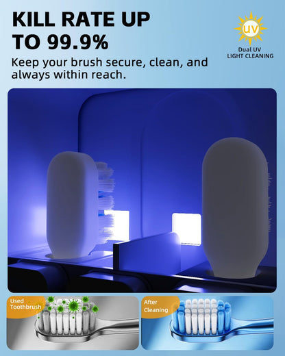 UV Toothbrush Sanitizer and Holder, WONICO Smart Tooth Brush Holders for Bathroom, Toothbrush Wall-Mounted Cleaner Organizer with Auto-Inductive Cover Fits Electric, Manual Toothbrushes for Home