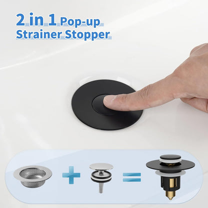 iFealClear Metal Universal Bathroom Sink Stopper, Upgraded Stainless Steel Sink Drain Strainer for 1.1''~2.36" Basin Pop Up Drain Strainer, Anti-Clogging Filter Basket, Brushed Nickel