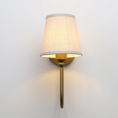 Pathson Antique Linen Fabric Wall Sconces Set of 2, Hardwired Curved Arm Bathroom Vanity Light, Indoor Wall Decor Lamp for Living Room, Kitchen, Bedroom, Foyer