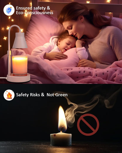 Elenhome Candle Warmer Lamp with Adjustable Height, Stepless Dimming Function-Home Decor Lamp, Metal Candle Lamp for Jar Candles, No Flame Scented Candle Warmer with 2 Bulbs (Black)