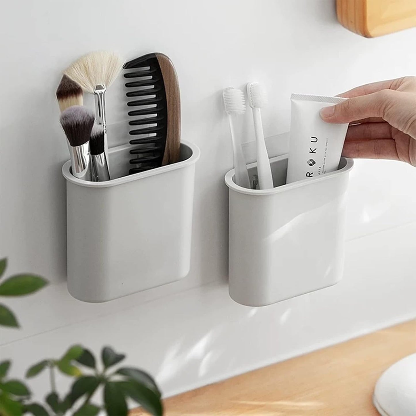 Toothbrush Holders Wall Mounted, Self Adhesive Tooth Brush Holder for Bathroom Electric Toothbrush Toothpaste Razor Bathroom Accessories(Clear)