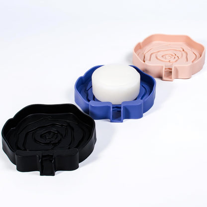 3PC Self-Draining Silicone Soap Dish, Soap Holder/Tray/Saver for Shower, Bathroom, Kitchen, Bathtub, Keep Soap Dry and Easy to Clean (Light Color)
