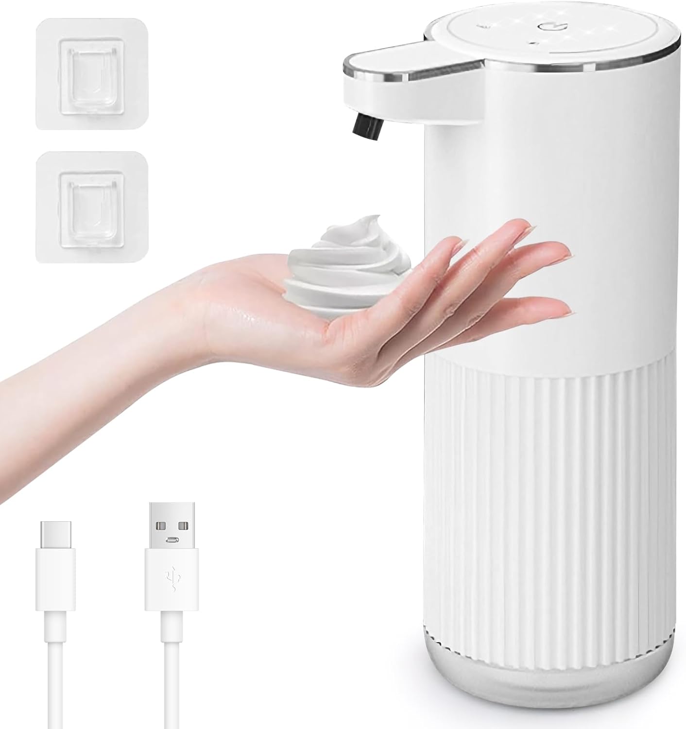 GuDoQi Automatic Touchless Liquid Soap Dispenser, 4-Level Adjustable Foam, USB Rechargeable Hand Soap Dispenser for Bathroom, Kitchen Countertops, 12.2oz/360mL, Black