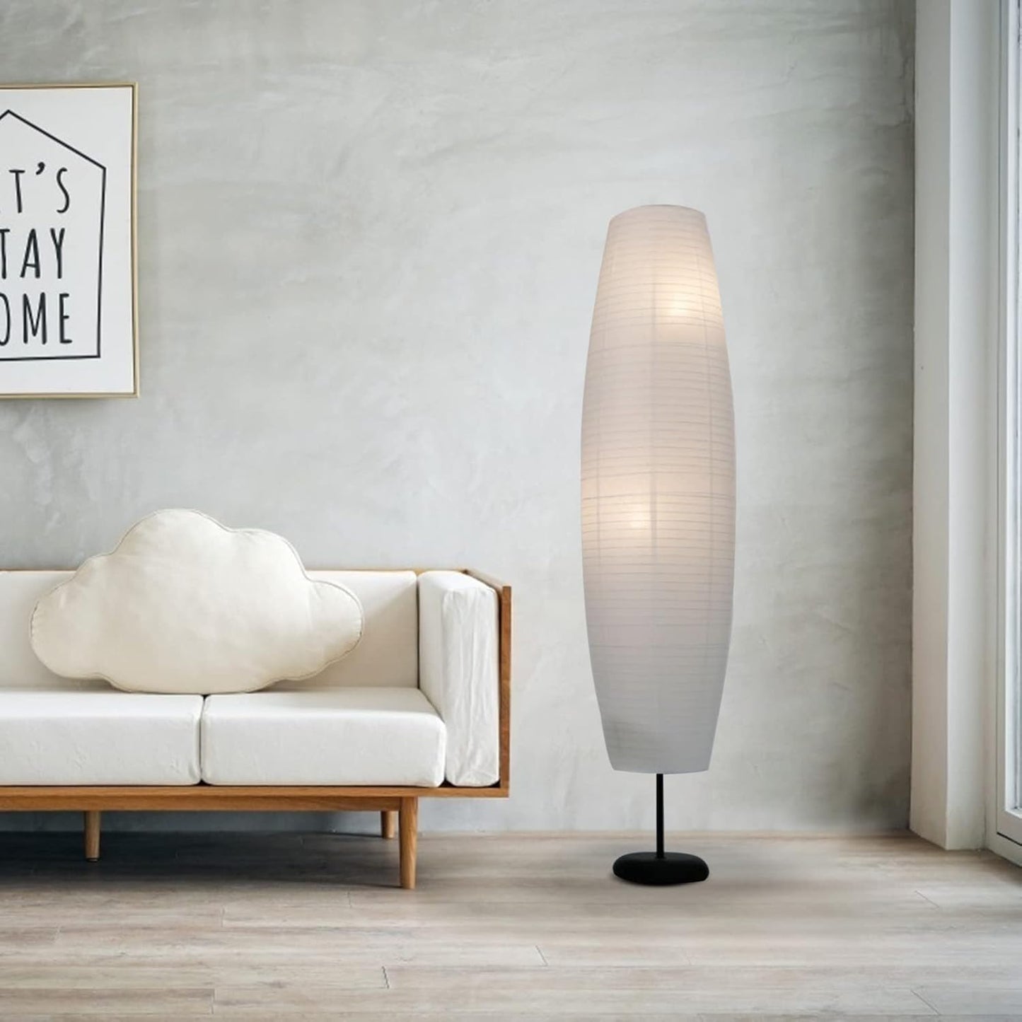 2PCS Paper Floor Lamp Shade Contemporary Floor Lamps Japanese Style Standing Lamps Shade for Bedside Floor Lamp Living Room White