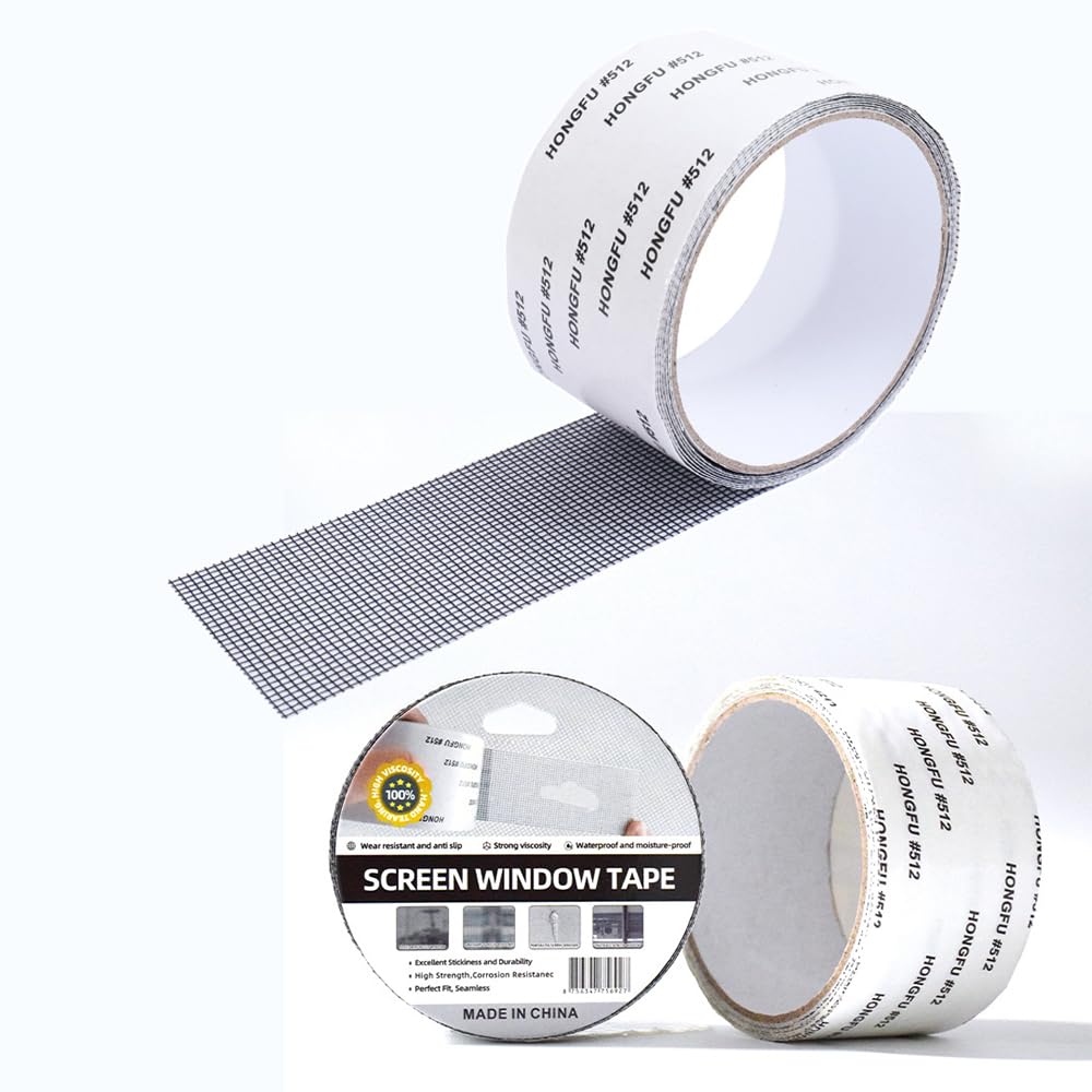 Grey Window Screen Repair Tape,2inX80in Screen Repair Kit for Window Screen and Screen Door Tears Holes,Strong Adhesive Window Screen Patch