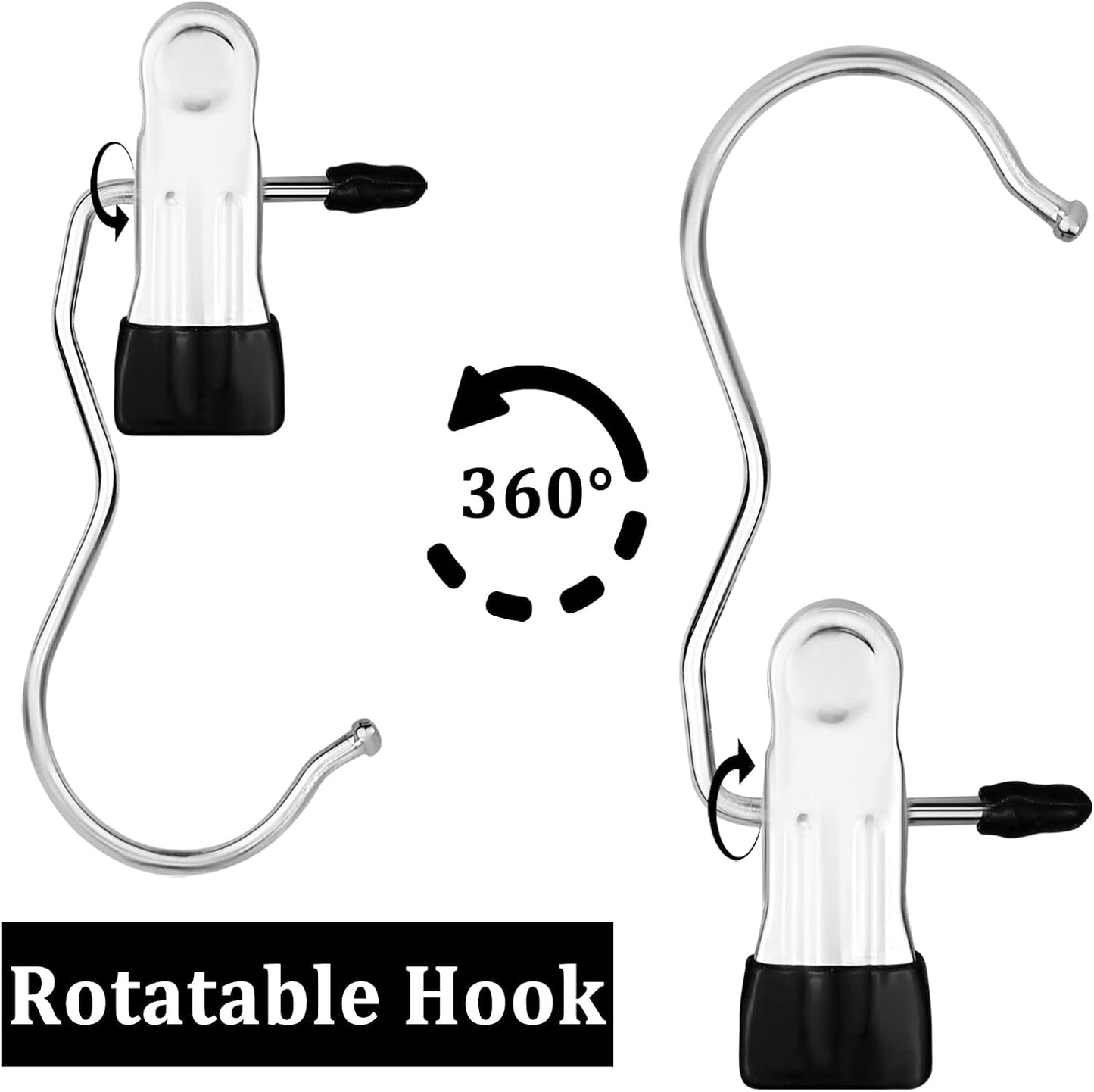 FuninCrea Laundry Hooks Clip, 5 Pcs Stainless Steel Anti-Slip Boot Laundry Hanger Clips Portable Heavy Duty Multi-Functional Single Hanging Clothes Clips for for Scarf, Gloves, Shoes, Socks (Blue)