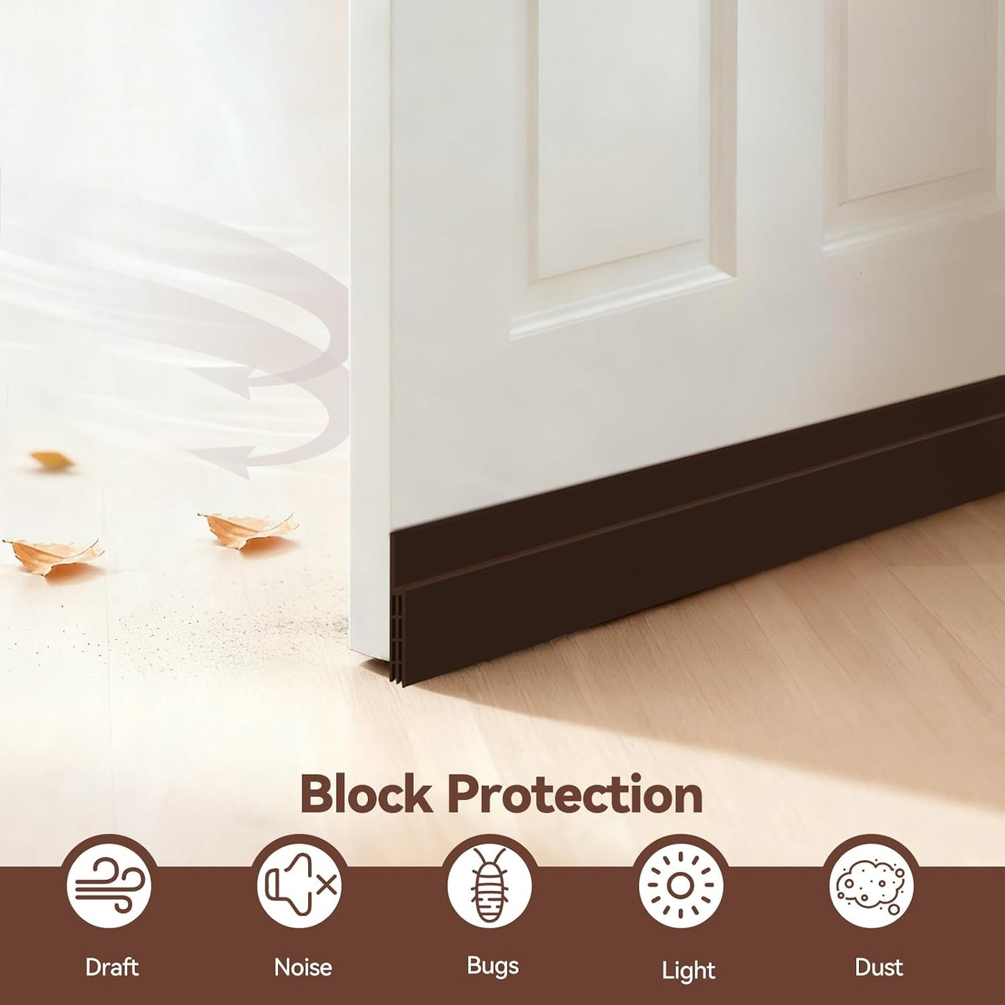 Door Draft Stopper, Ohuhu 39"L x 2"W Silicone Weather Stripping Under Door Seal for Exterior Interior Doors, 1" Widened Strong Adhesive, Soundproof Door Sweep Strip to Block Cold, Noise, Light Pests