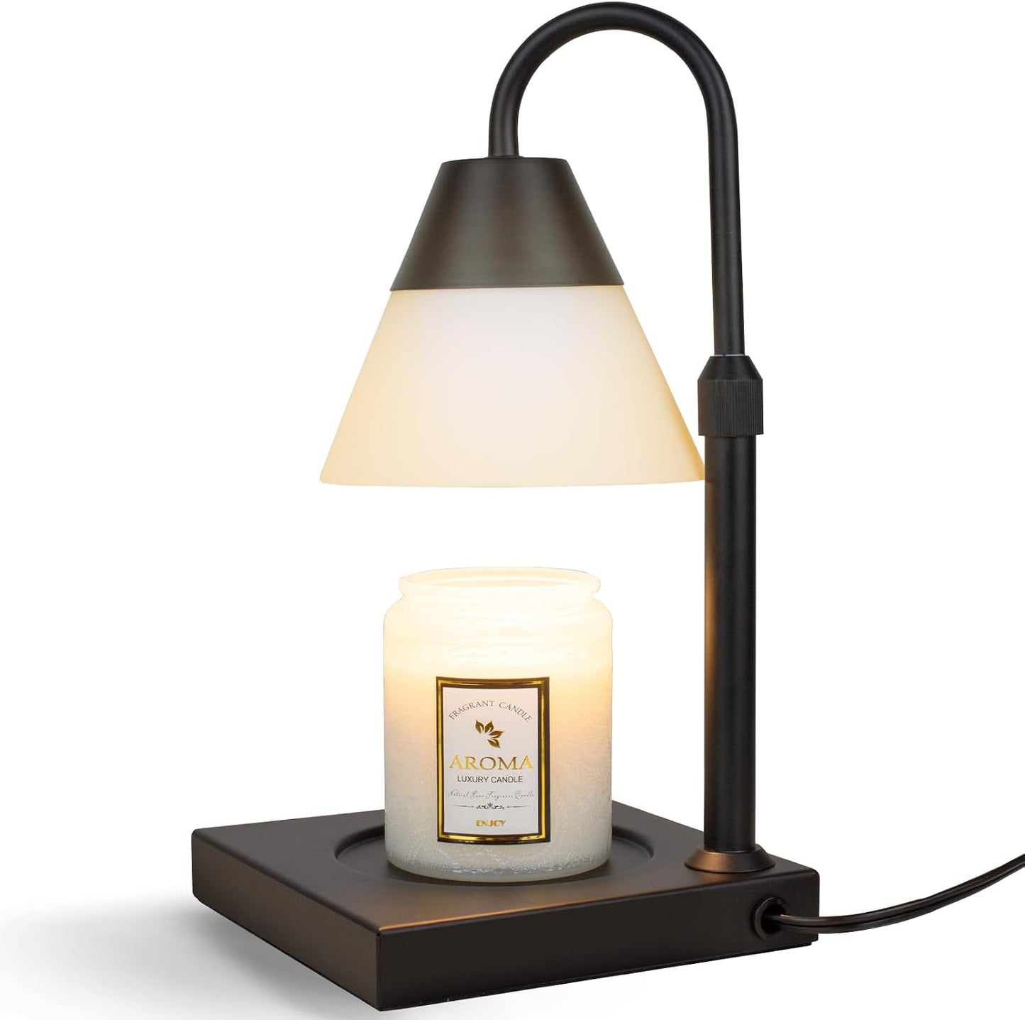 LALISU Candle Warmer Lamp, Stepless Dimming Candle Warmer Lamp with Timer & Dimmer Height Adjustable Compatible with Jars Scented Wax for Home Decor (Metal Base-Black)