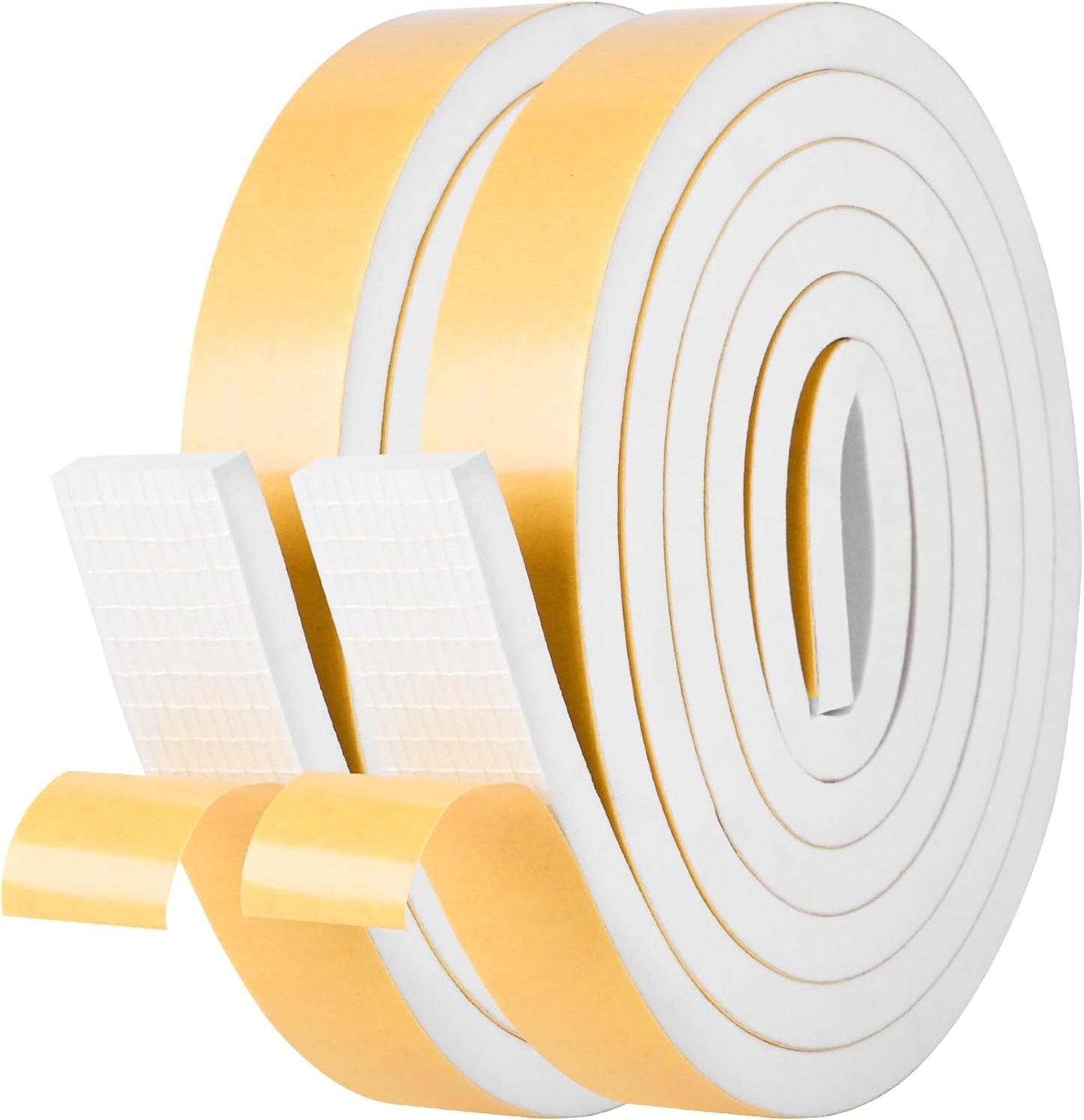 Self Adhesive Foam Tape Weatherstrip 1/2in x 1/4in x 42Ft High Density Foam Insulation Strips Foam Seal Weather Stripping with Strong Adhesive for Door and Window Sound Isolation Soundproofing, White