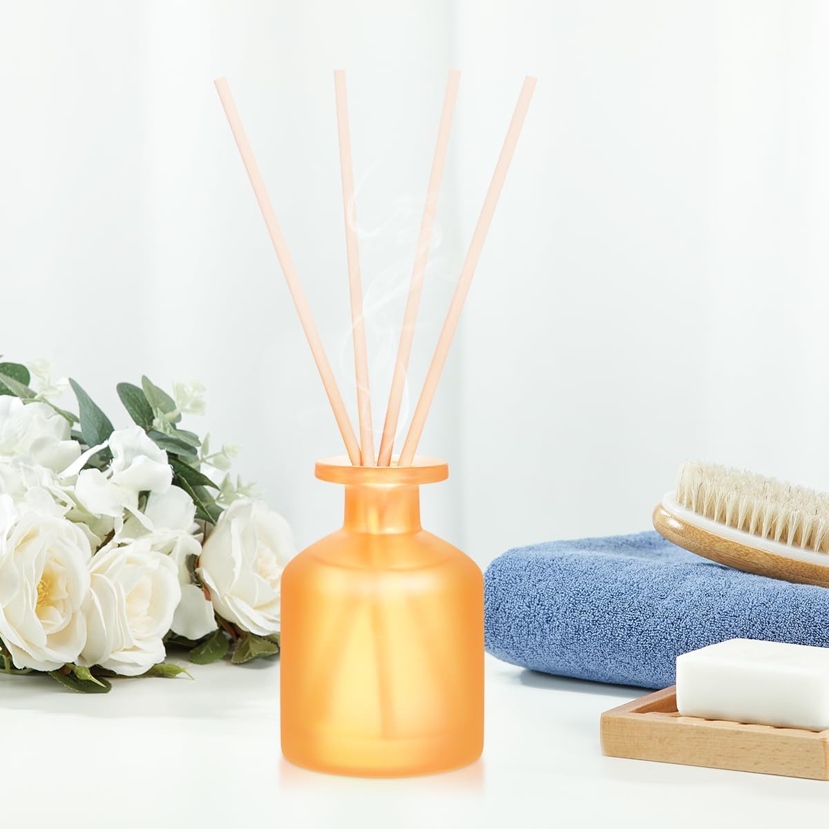 Reed Diffuser for Home, Clean Linen Scent 3.38oz (100ml)*1 Pack Essential Oil Reed Diffuser Set with 8 Sticks, Long Lasting Air Freshener for Bathroom Bedroom Living Room, Home Decor & Gifts