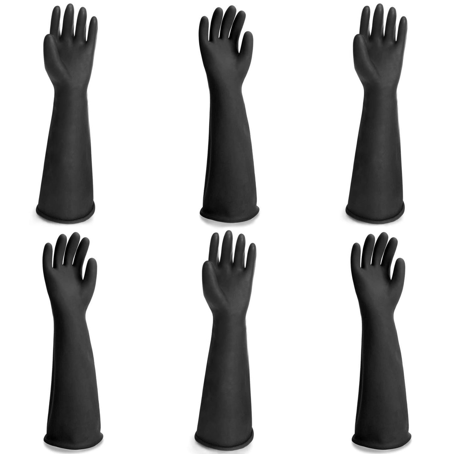 Black Rubber Gloves Extra Large, 22" Long Chemical Resistant Gloves, Waterproof Reusable Dishwashing Household Cleaning Safety Work Heavy Duty Industrial Rubber Glove, 1 Pair XXL