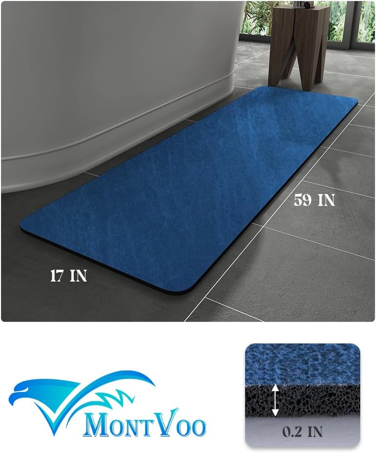 MontVoo -Bath Mat-Rubber Backing Non SlipThin Bathroom Rugs Fit Under Door- Quick Dry Absorbent Faux Suede Surface Grey Bathroom Floor Mats-Shower Rug for in Front of Bathtub Shower Gray 16x24