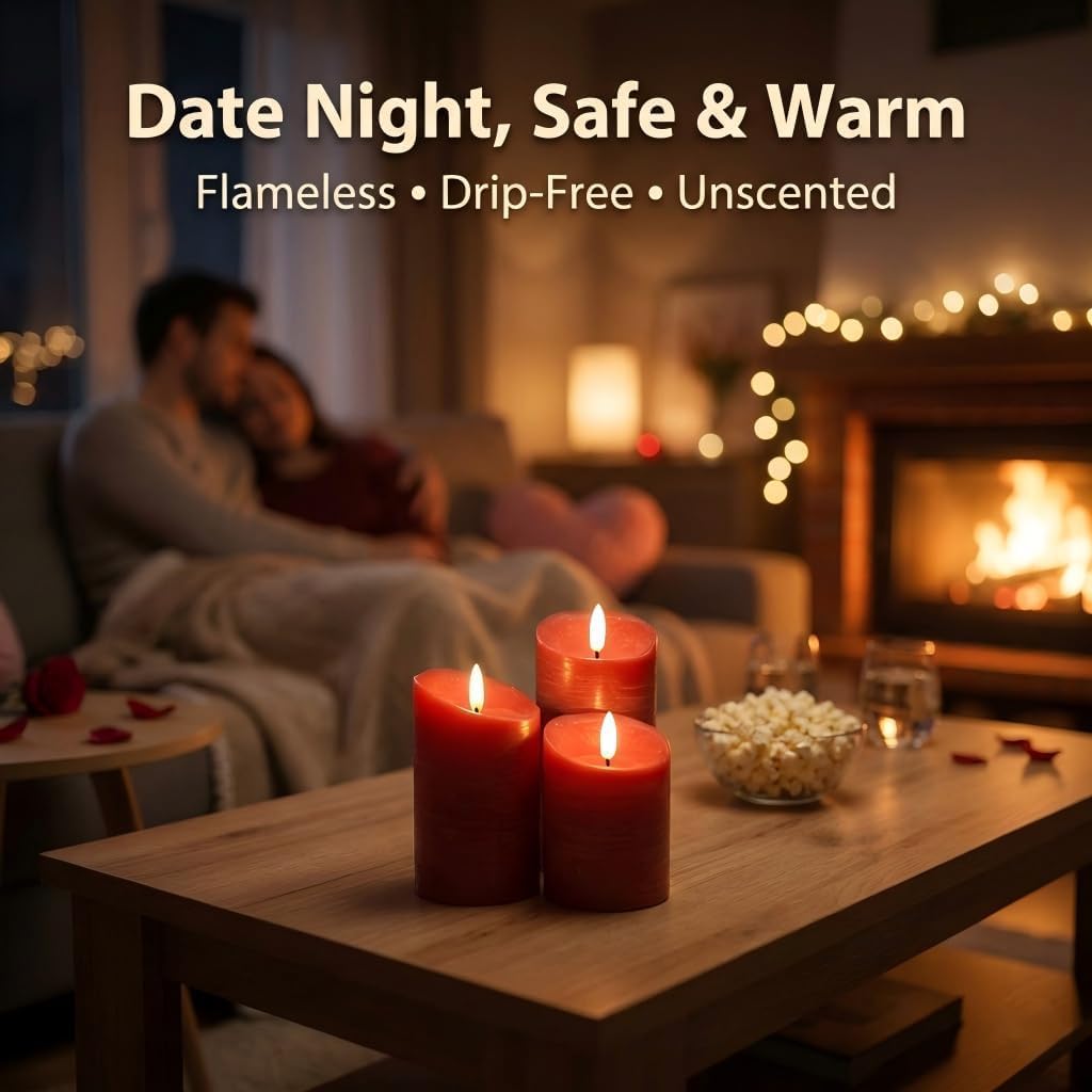 ANGELLOONG Flickering Flameless Candles, Realistic Battery Operated Candles with Remote and Timer, Set of 3 LED Candles for Room Fall Home Wedding Decor Centerpieces Table Party Valentines Decorations
