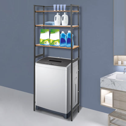 Over Washer and Dryer Storage Shelves, 3-Tier Freestanding Washing Machine Storage Rack with Adjustable Shelf for Laundry Room Bathroom Garage, W27.2*D11.8*H71.3in (White)