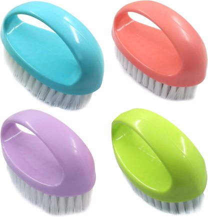 BokWin 2-Pack Heavy-Duty Scrubbing Brushes for Cleaning with Stiff Nylon Bristles, Scrubber Cleaner Brush for Tile, Bathtub, Sink & Kitchen Surfaces, Comfort Grip Handle (Purple and Pink)
