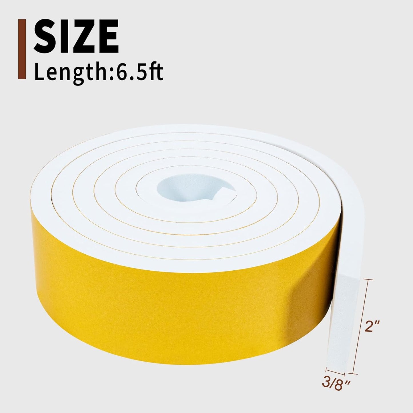 Yotache Weather Stripping Door Seal Strip White 3/8" x1/8", 50Ft Total, Foam Insulation Tape Gasket for Door Frame and Windows, 3 Rolls x 16.5Ft