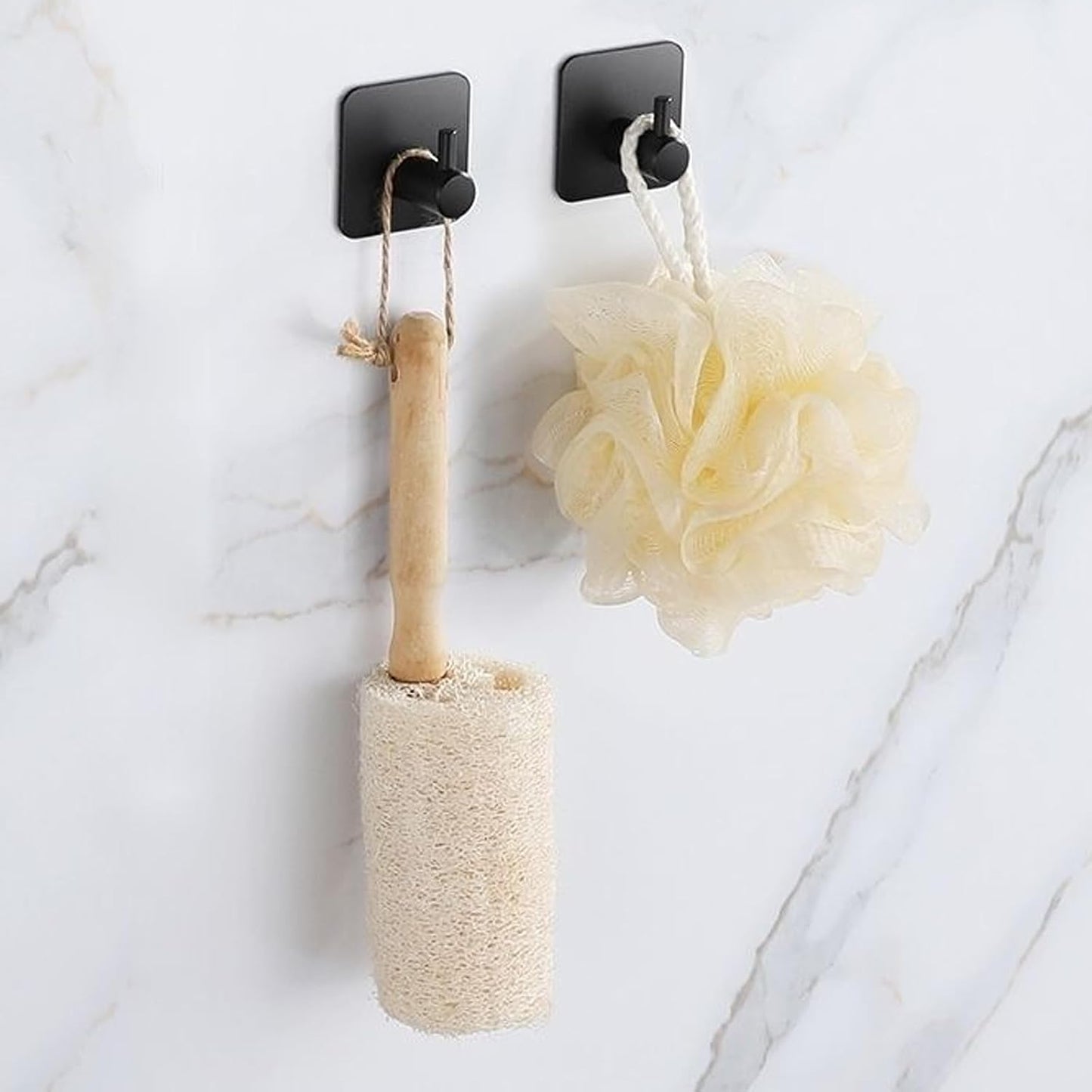 2 Pack Large Heavy Duty Waterproof Adhesive Hooks - Black, Strong Self-Stick Wall Hangers for Hanging Towels, Coats & Keys, Ideal for Bathroom, Kitchen, Door & Outdoor Use