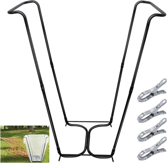 Garden Trash Bag Holder, Heavy Duty Metal Outdoor Leaf Bag Holder Stand Holds 30-45 Gallon Garbage Bags, Multi-Use Bag Holder Frame for Leaves Camping Yard Weeding Lawn Party (1)