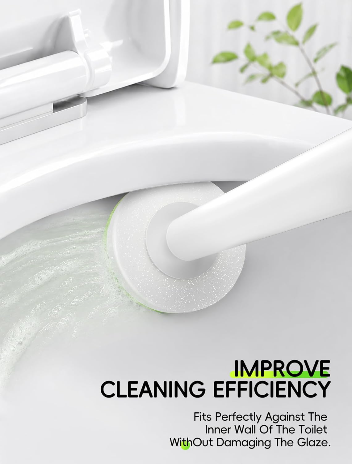 Wall Mounted Disposable Toilet Brush System with Holder, Toilet Bowl Cleaning Wand with Green Refills and One-Button Release, 2 Wands and Holders with 60 Green Refills
