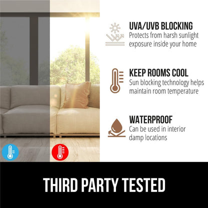 Gorilla Guard Window Privacy Film, Removable Two Way Sun Blocking, Reusable No Residue Stickers, Strong Static Clings to Glass Windows, Decorative Bathroom Door Coverings, 17.5 x 78.7 Inch, Frosted