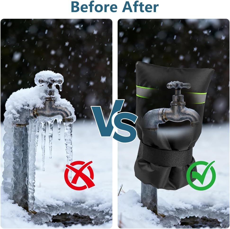 Outdoor Faucet Covers for Winter, 9.8" x 6.3" Freeze-Proof Insulated Spigot Cover, Waterproof Hose Bib Covers for Outside Taps, Heavy-Duty Winterizing Protection for Garden Yard & Patio (2Pcs)