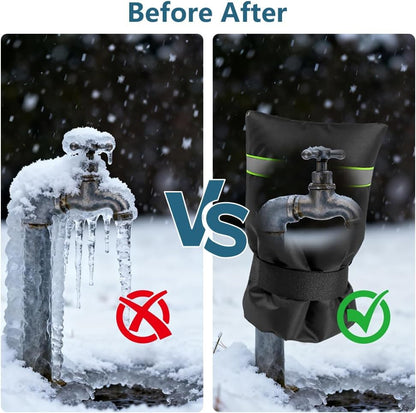 Outdoor Faucet Covers for Winter, 9.8" x 6.3" Freeze-Proof Insulated Spigot Cover, Waterproof Hose Bib Covers for Outside Taps, Heavy-Duty Winterizing Protection for Garden Yard & Patio (2Pcs)