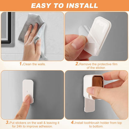 3PCS Toothbrush Holder Wall Mounted with Cover,Single Slot Electric Tooth Brushing Holder,Self Adhesive Hanging Toothbrush Organizer for Bathroom,Family,Travel(4.4 * 3 * 2.6cm,Color:Brown)