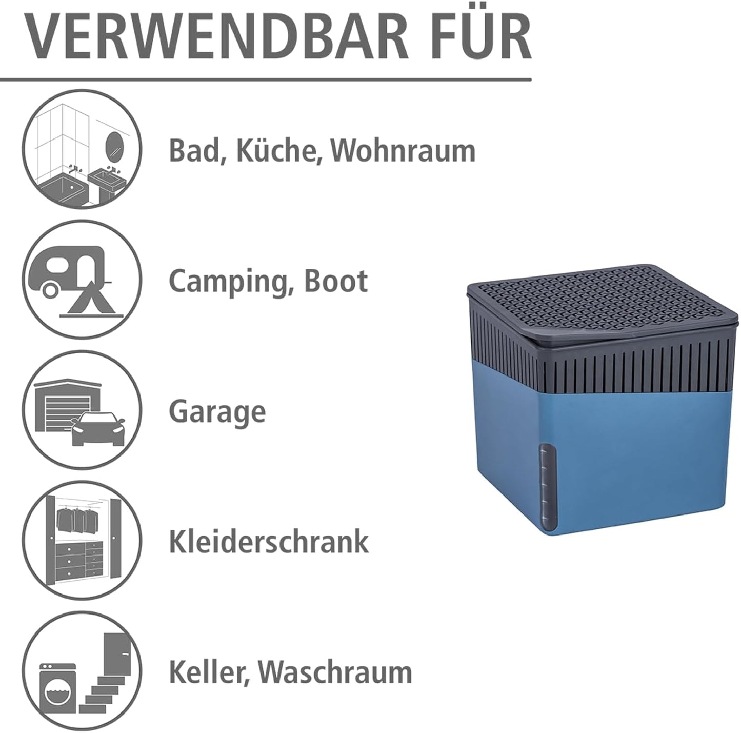 WENKO Dehumidifier Small, Portable, Compact and Rechargeable, Moisture Absorber for Bathroom, Bedroom, Garage, Closet, 2800 Cubic Feet, 2.2lbs, White, 6.18 x 6.5 x 6.5, 2.2 lbs