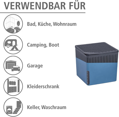 WENKO Dehumidifier Small, Portable, Compact and Rechargeable, Moisture Absorber for Bathroom, Bedroom, Garage, Closet, 2800 Cubic Feet, 2.2lbs, White, 6.18 x 6.5 x 6.5, 2.2 lbs