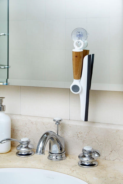 Full Circle Clean Ocean Squeegee - Shower, Glass, Window, Tile, Windshield - Streak-Free Finish with Rotating Hook for Easy Storage