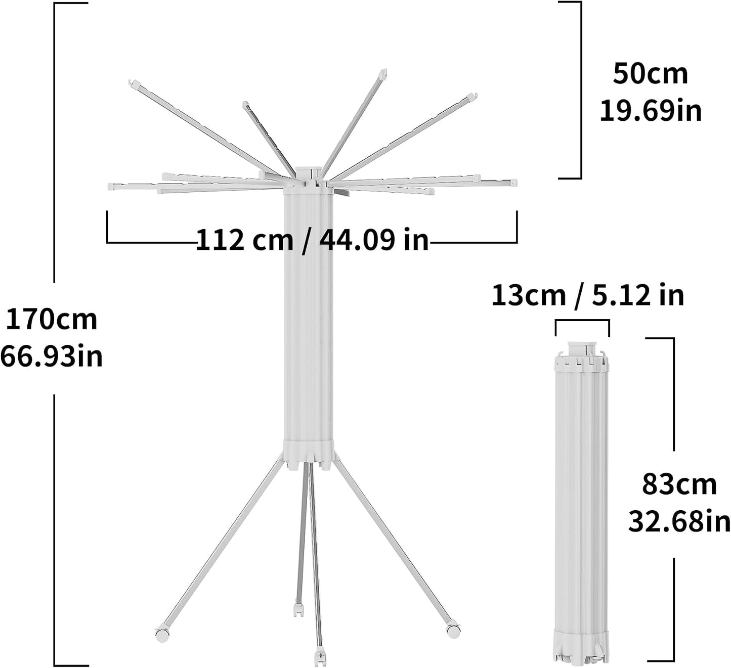 JOOM Tripod Clothes Drying Rack, Garment Rack Portable and Foldable Space Saving Laundry Drying Rack - Drying Rack Clothing Floor Folding Balcony Bedroom Household Wooden