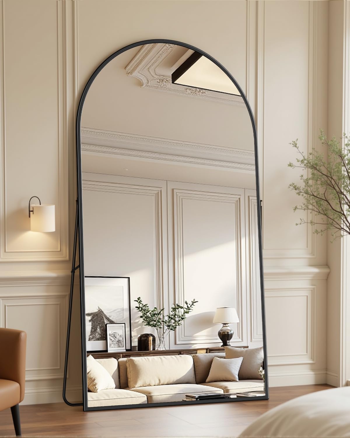 Full Length Mirror with Stand, 71"x28" Arched Full Body Large Stand Up Aluminum Frame Floor Standing Mirror, Freestanding Hanging Leaning Mounted for Bedroom Living Room Entryway Gold