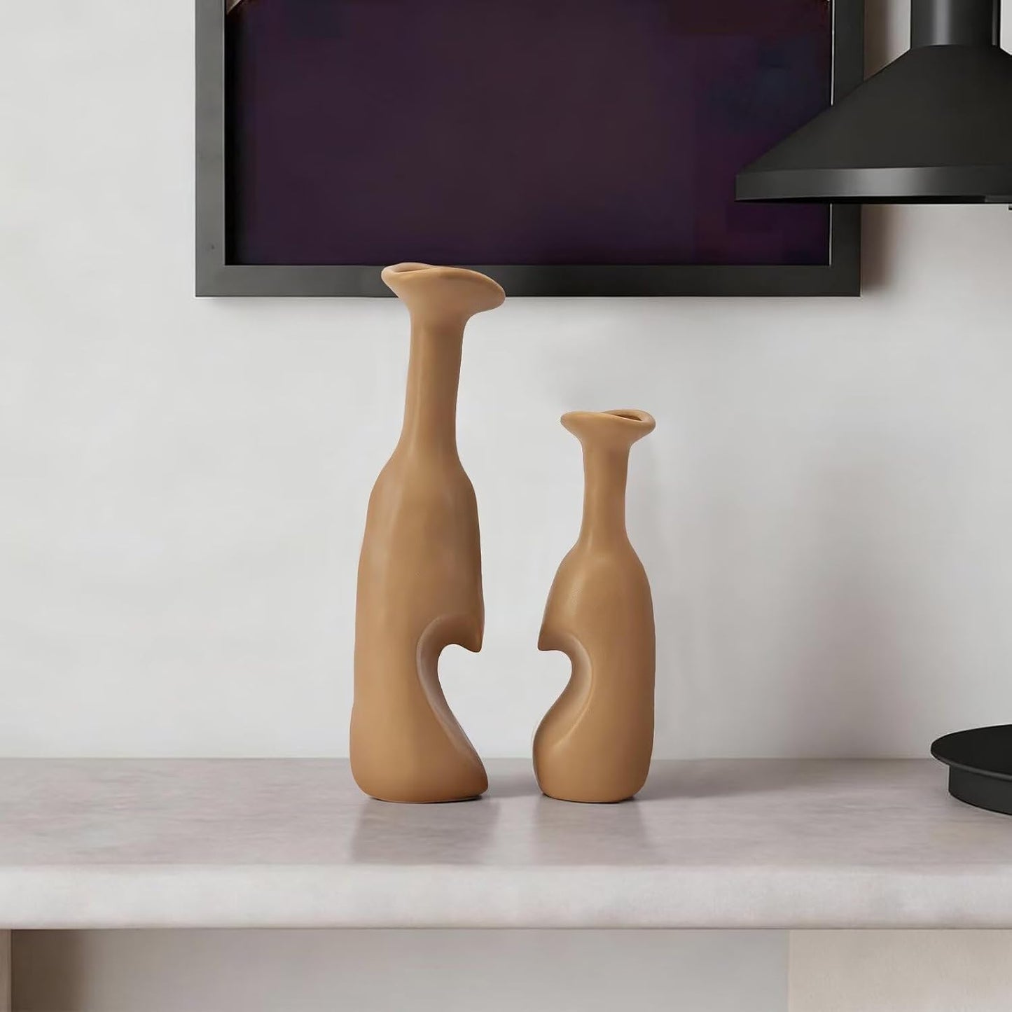 Heart Shaped Small Ceramic Vases Set of 2 Home Decor Boho Vase Modern Matte Flower Vase Minimalist Decorative Vase for Wedding Gift Dining Coffee Table Book Shelf Office Décor