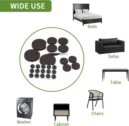 Felt Furniture Pads for Hardwood Floors 48 PCS, Furniture Pads, Floor Protectors for Hardwood Floors, Felt Pads for Furniture, Round, Dark Brown