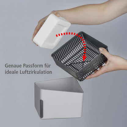 WENKO Portable Dehumidifier Cube Design, Compact and Rechargeable Dehumidifier for Bathroom, Closet, Bedroom, Garage, Covers up to 2800 Cubic Feet, 2.2lbs, Beige, 6.18 x 6.5 x 6.5