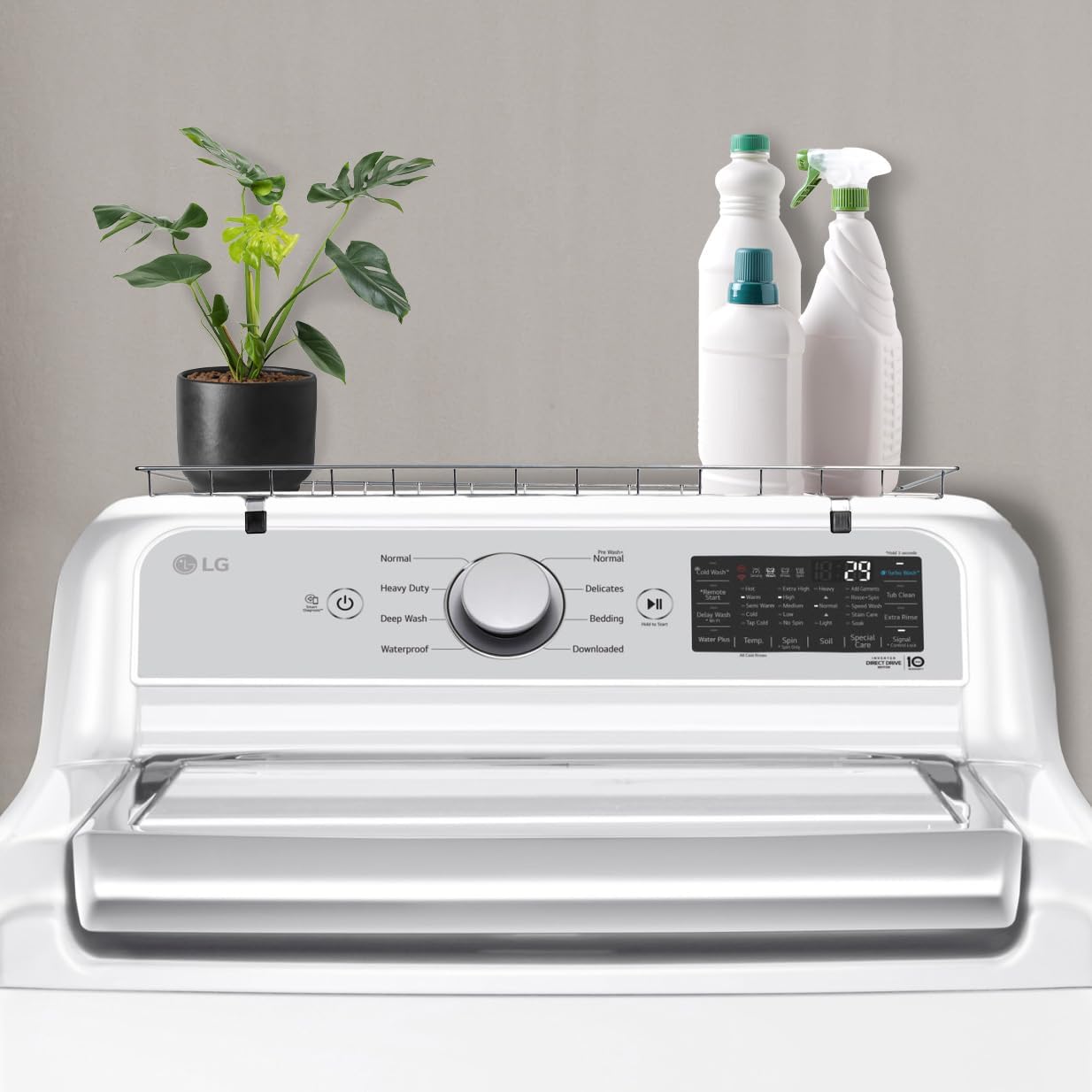 Household Essentials Rear Display Over-The-Washer Storage Shelf to Organize and Store Laundry Room Supplies, Silver