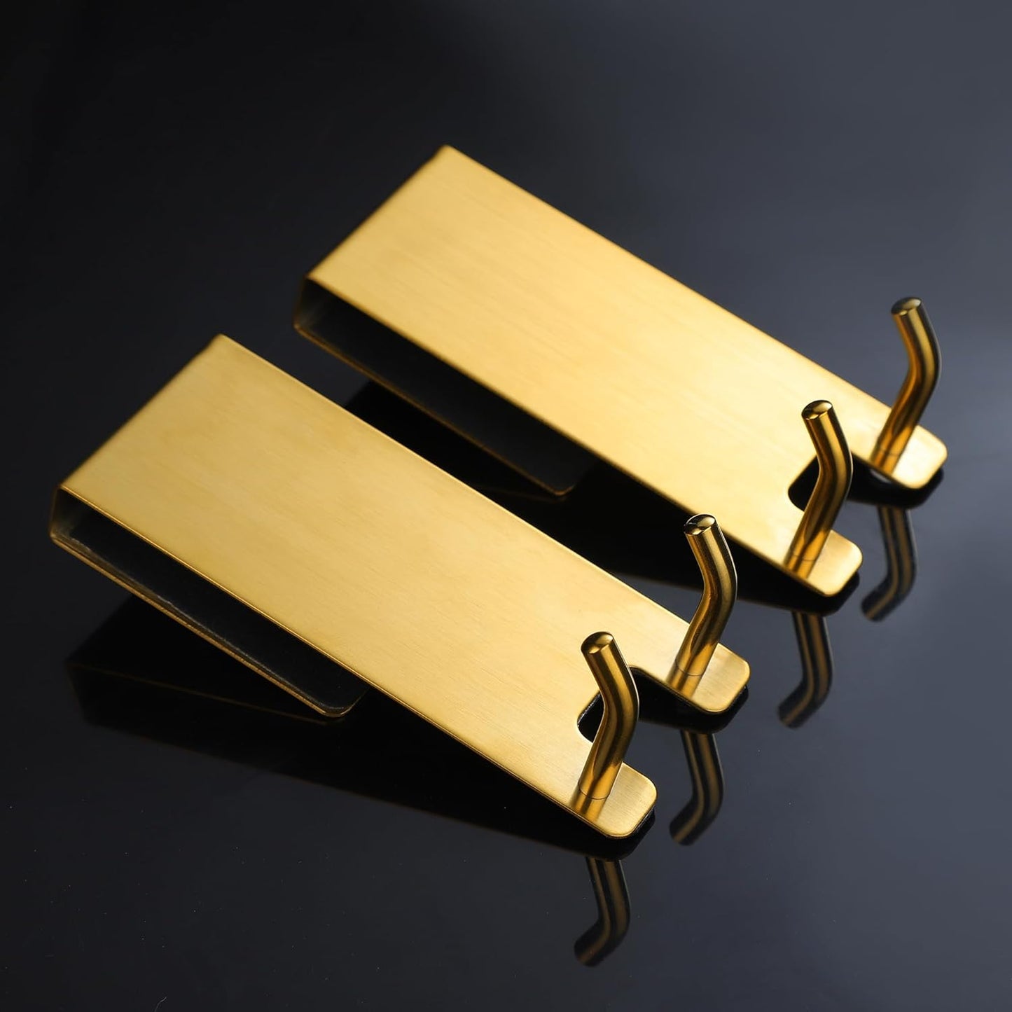 Taozun Shower Door Hooks, Gold Towel Hooks for Bathroom Frameless Glass Door, Shower Squeegee Hooks, 2-Pack, Stainless Steel