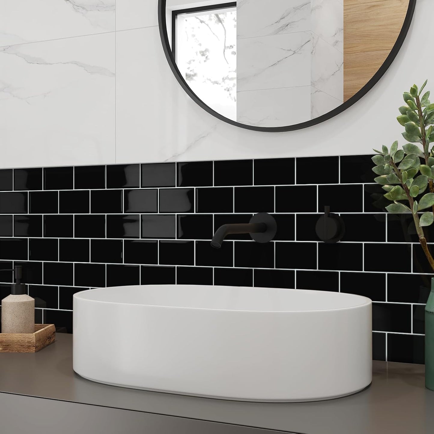 White Peel and Stick Backsplash Subway Tile 3D Brick Self Adhesvie Wall Tiles for Kitchen Bathroom Thick (10-Sheet, 12"×12") | Metro,Thick,Sticky,for Kitchen Splashbacks,Bathroom, (12"×12")