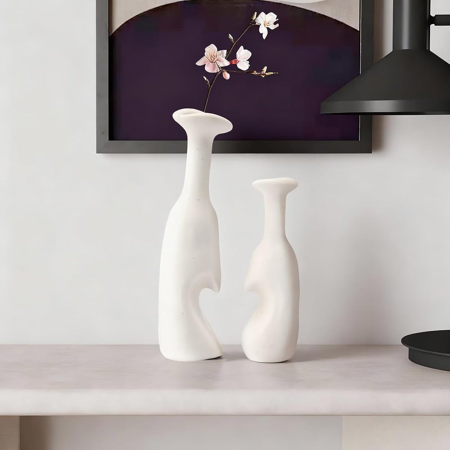 Heart Shaped Small Ceramic Vases Set of 2 Home Decor Boho Vase Modern Matte Flower Vase Minimalist Decorative Vase for Wedding Gift Dining Coffee Table Book Shelf Office Décor