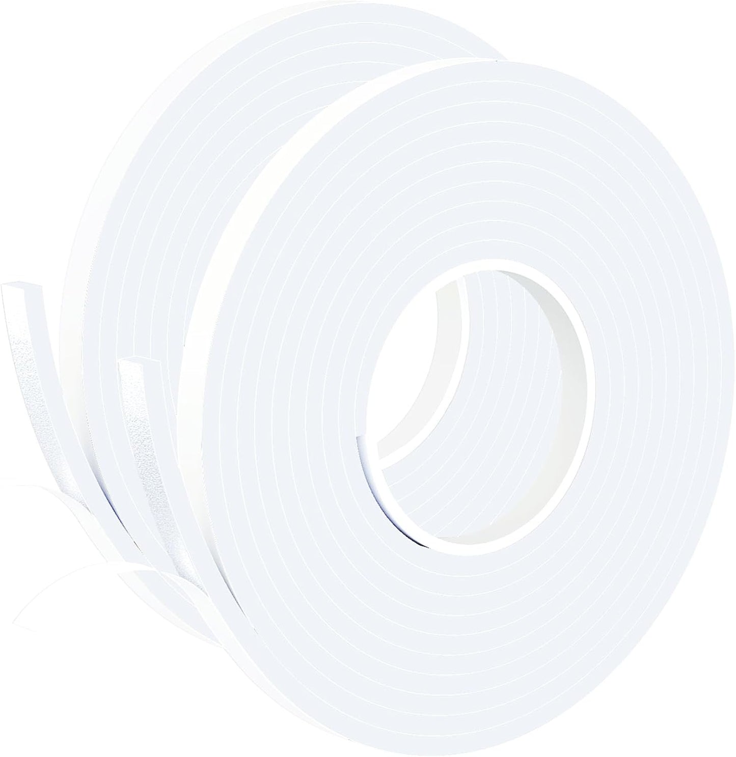 Foam Weather Stripping Door Seal,1 Inch W x 1/17 Inch T x 33 Feet White Window Sealing Tape，Single-Sided Self-Adhesive Insulation Sealing Strip
