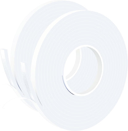 Foam Weather Stripping Door Seal,1 Inch W x 1/17 Inch T x 33 Feet White Window Sealing Tape，Single-Sided Self-Adhesive Insulation Sealing Strip