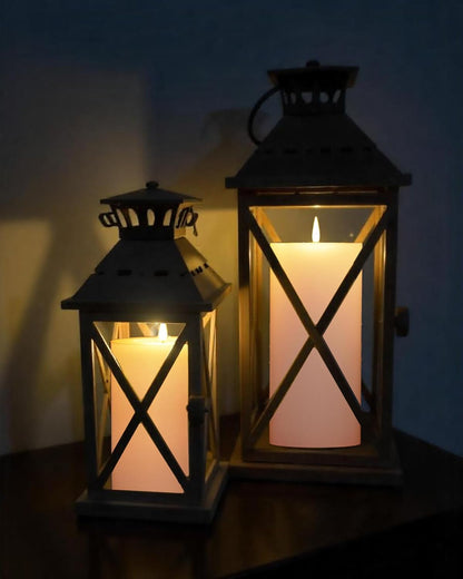 Gmnee 3"x6" Outdoor Waterproof Flameless Candles with Remote and Timers, LED Candles, Battery Operated Candles, Electric Fake Pillar Candles for Patio, Porch, and Lanterns Decor (White, Plastic)