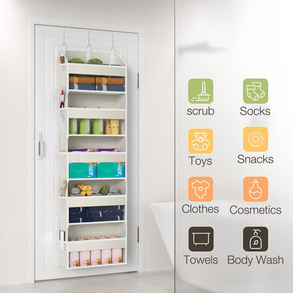 Over the Door Organizer with 5 Front & 10 MeshSide Pockets, 50LB Capacity Extra Large Nursery & Bathroom Hanging Storage Organizer Multi-Room Space-Saving Designwith 3 Hook for Kitchen, Pantry,Grey