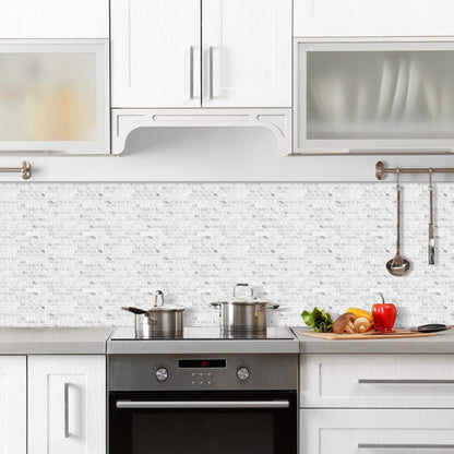 Yipscazo 10 Sheets Peel and Stick Backsplash for Kitchen Wall, 12''x12'' Waterproof Stick on Backsplash Smart Tiles for Bathroom,Removable Backsplash Wall Tiles in Gray White