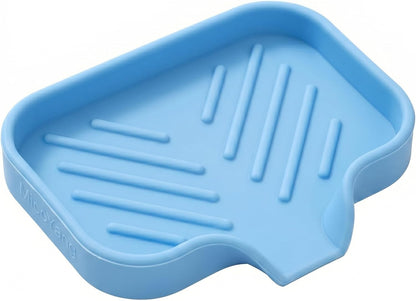 MicoYang Silicone Bathroom Soap Dishes with Drain Spout-Bathroom and Kitchen Sink Organizer,Sponge Holder,Dish Soap Tray,Perfect for Dispenser,Scrubber,Bottle,Cup on Sink or Counter-Coffee 4.9"×3.2"