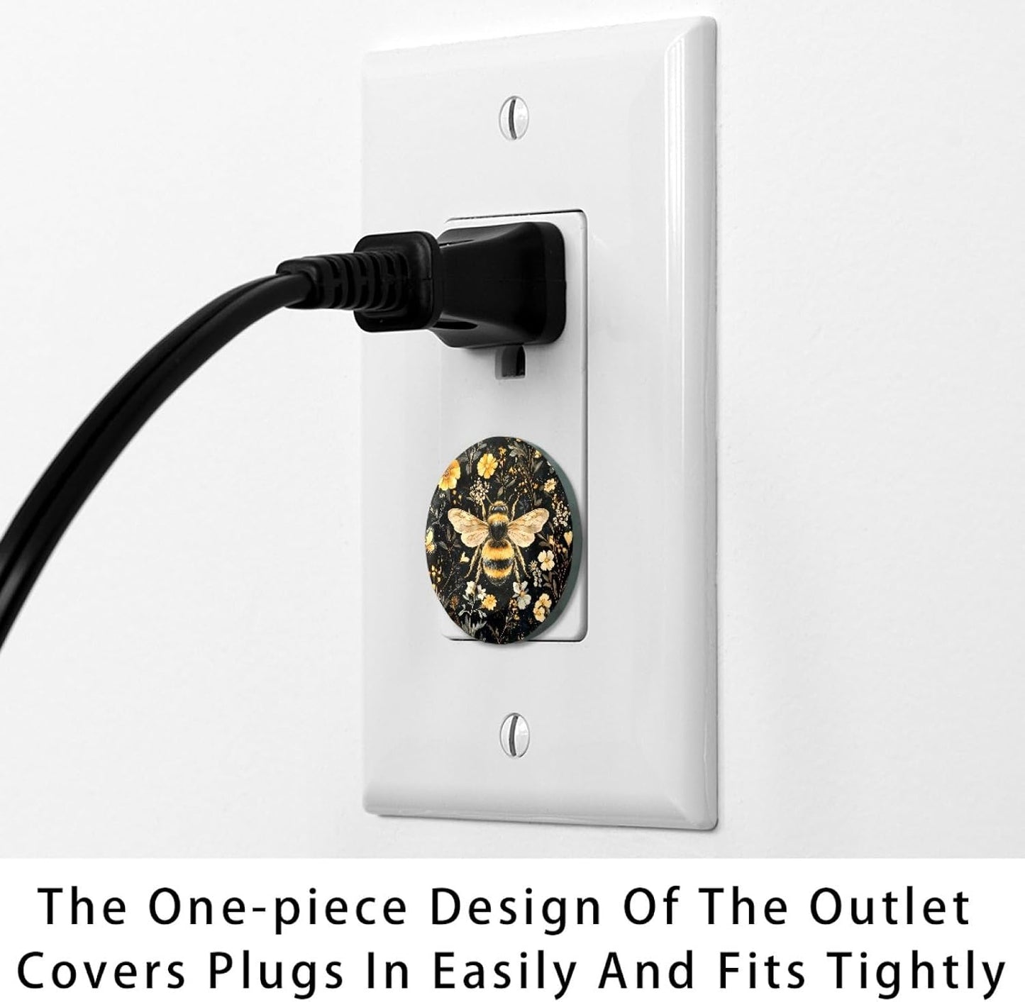 Vintage Brown Wood 12 Packs Outlet Covers Child Proof Plug Protector, Safety Outlet Plugs Covers, 2-Prong Wall Socket Protection Caps, Round Electrical Wall Receptacle for Home Office