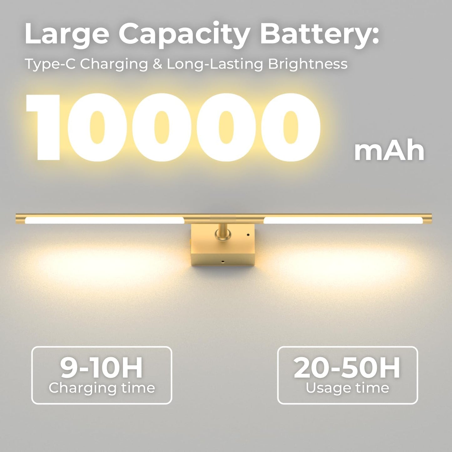 Battery Operated Wall Sconce Set of Two - 10000mAh Cordless Rechargeable Wall Sconces with Remote & Touch Control, 360°Rotate, 4CCT Dimmable Gold Wall Lights for Bedroom Living Room, 31.5 inch